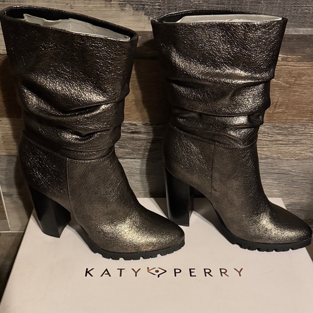 Katy Perry Collections Shimmering Black Heeled Boots - Picture 5 of 6